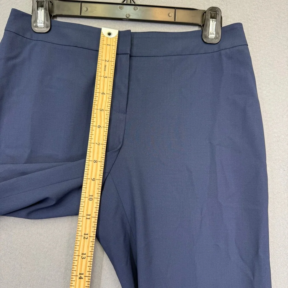 Lafayette 148 New York Barrow Blue Wool Straight Leg Trousers Womens Petite 2